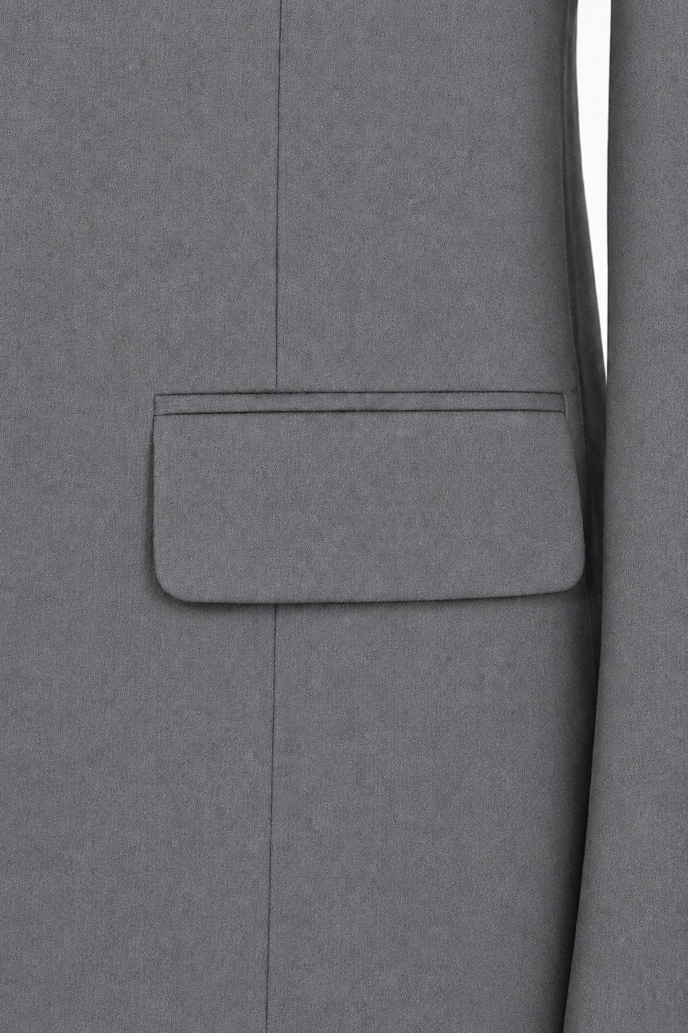 Gri Gabardin Bez Ayağı Mono Yaka Klasik Takım Elbise