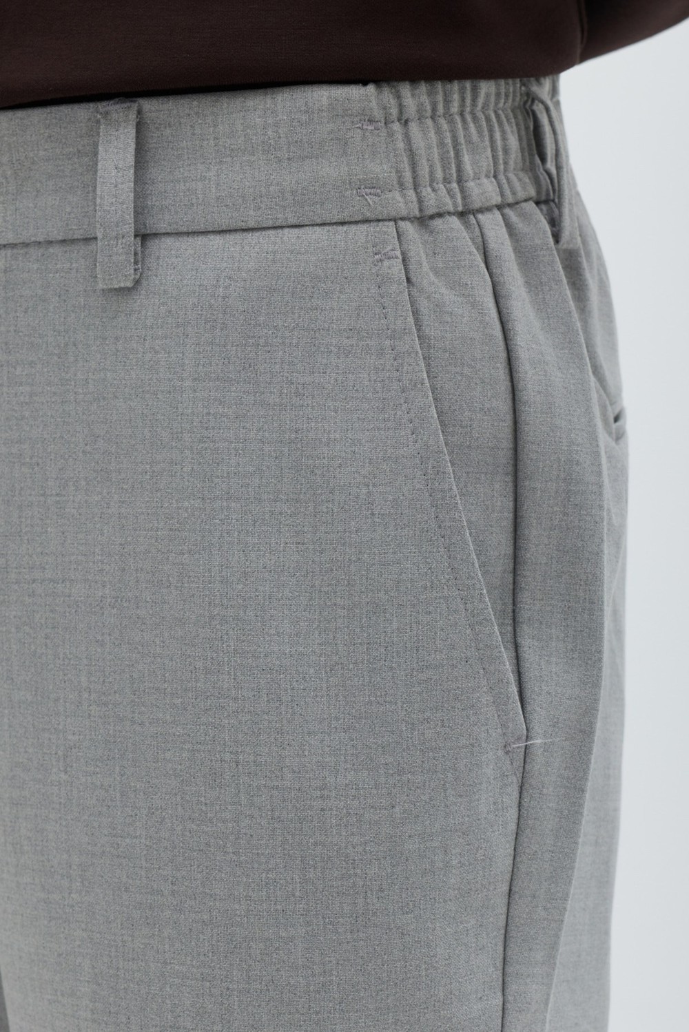 Gri Yanı Lastikli Köprülü Kemerli Slim Fit Jogger Pantolon
