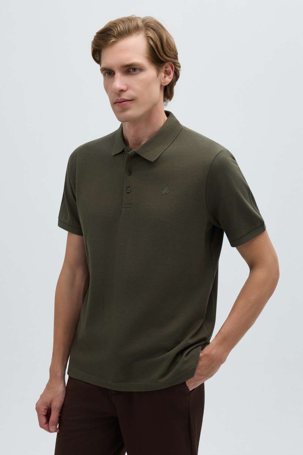 Haki %100 Pamuk Regular Fit Klasik Polo Yaka T-shirt