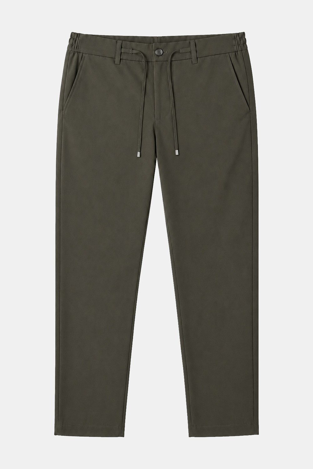 Haki Dokulu Arka Lastikli Köprü Kemerli Bağcıklı Slim Fit Jogger Pantolon