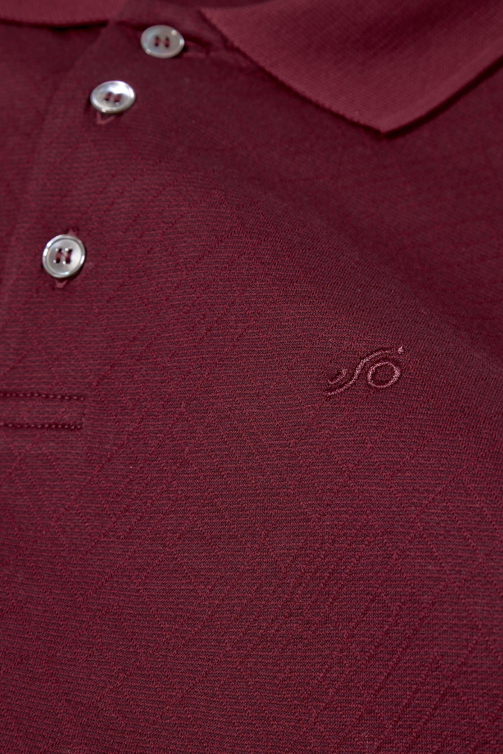 Bordo %100 Yün Regular Fit Jakar Desenli Polo Yaka T-shirt