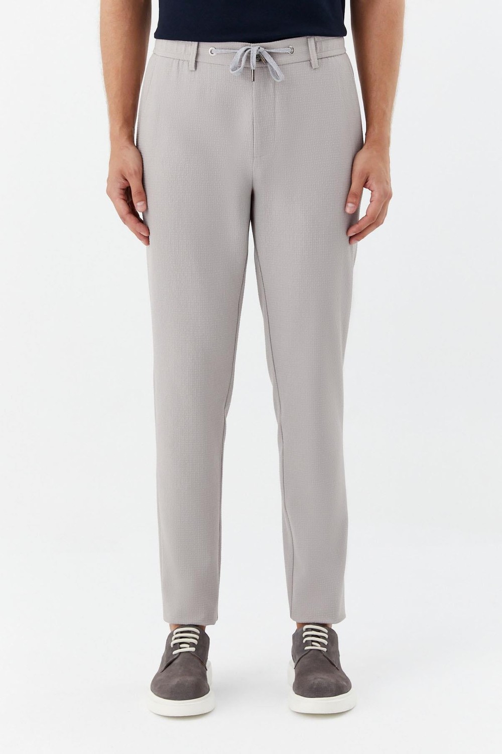 Gri Regular Fit Yan Cep Lastikli Bel Klasik Paça Jogger Pantolon