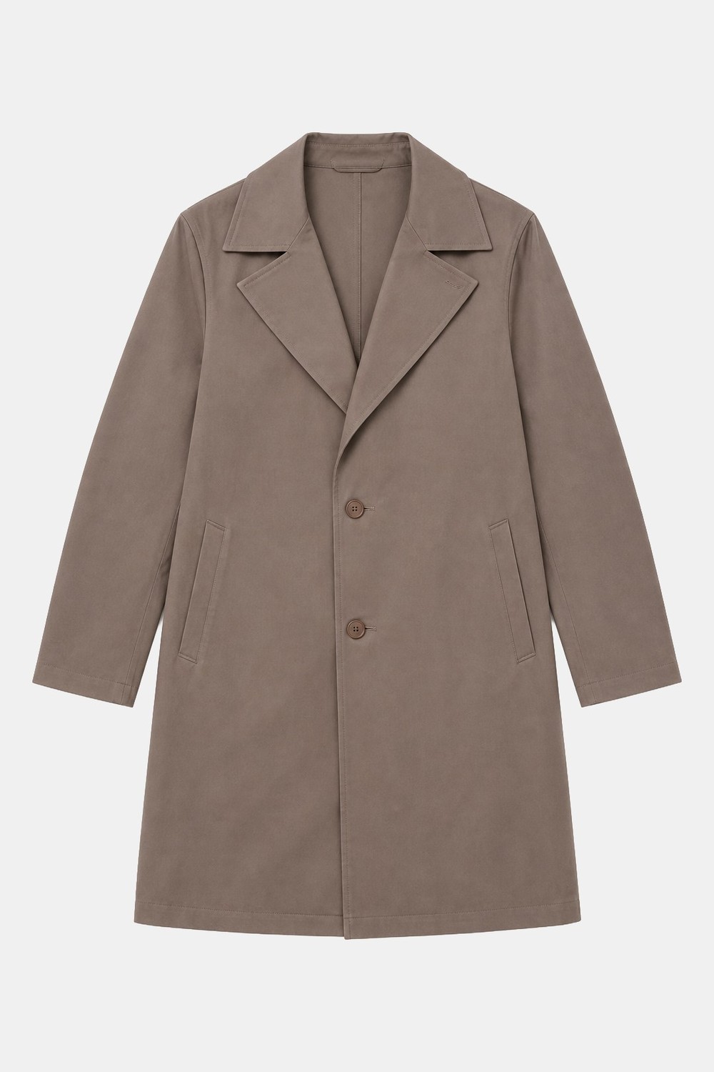 Kahve Oversize Pamuklu Yan Cepli Mono Yaka Trençkot