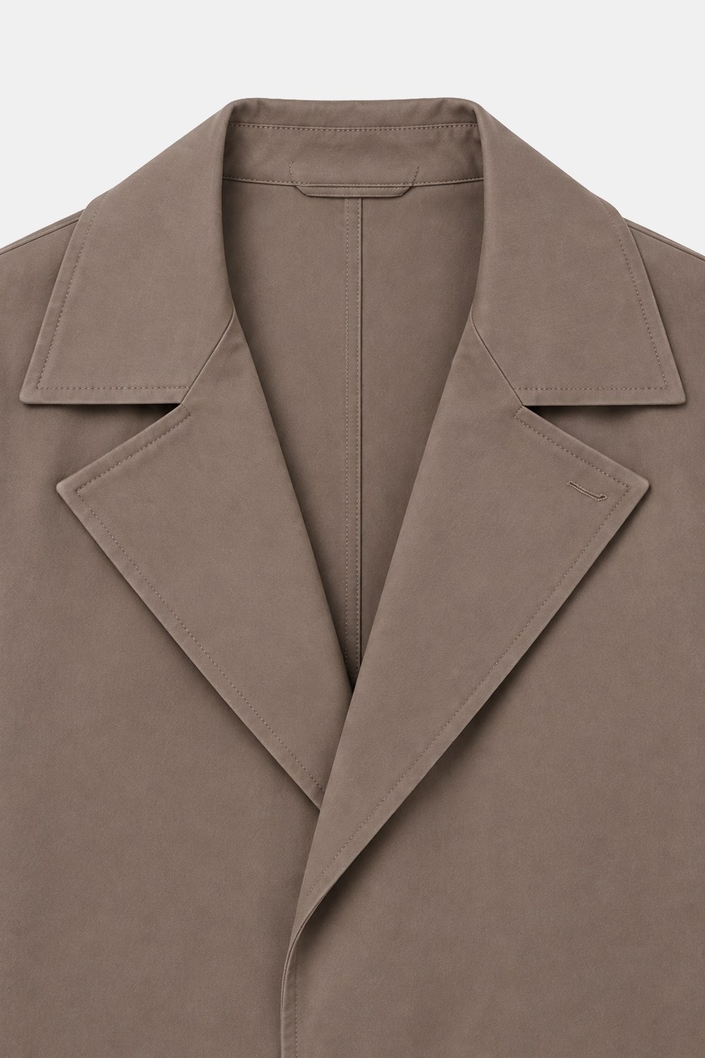 Kahve Oversize Pamuklu Yan Cepli Mono Yaka Trençkot