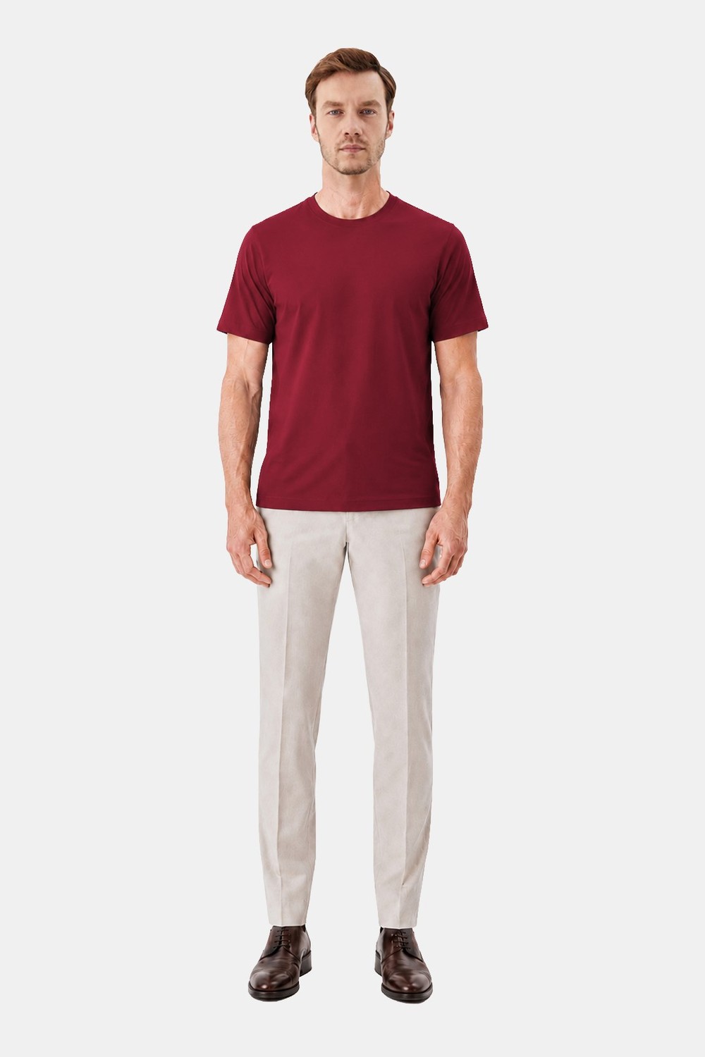 Kırmızı %100 Pamuk Regular Fit Bisiklet Yaka Basic T-shirt