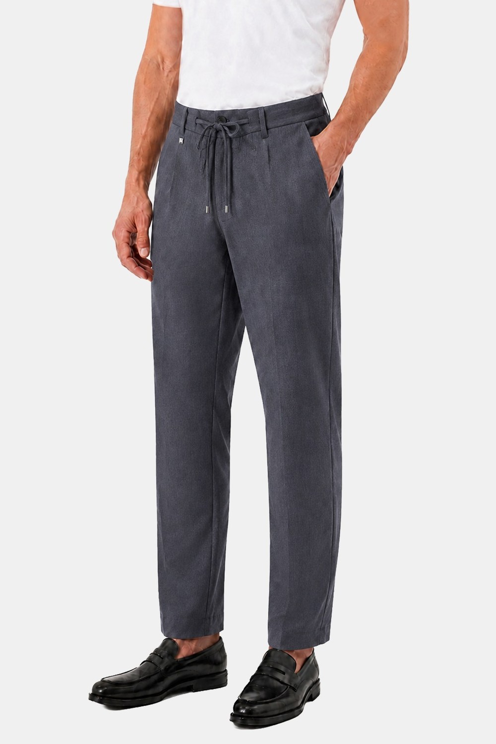 Koyu Gri Slim Fit Dokuma Yan Cep Jogger Pantolon