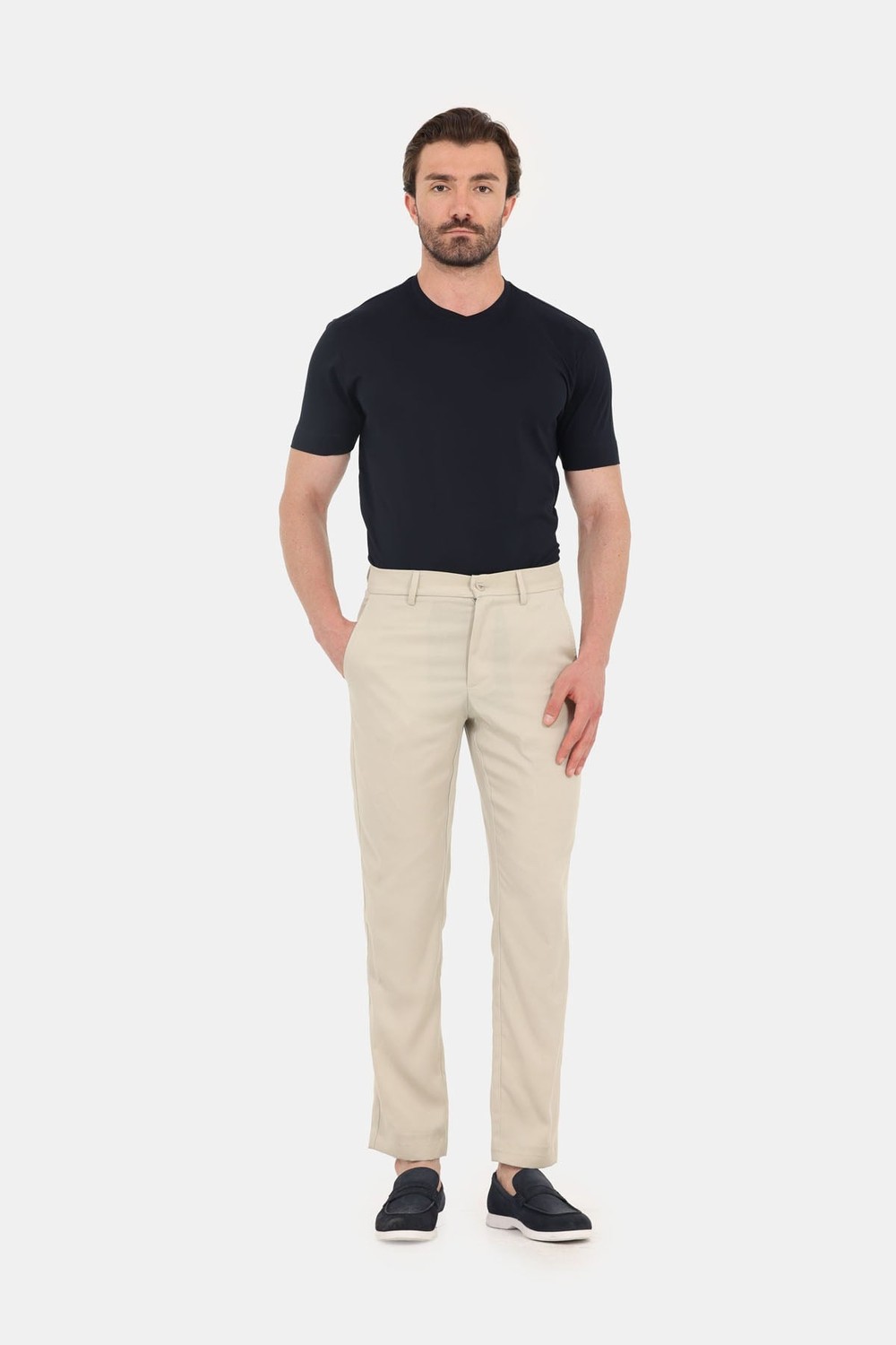 Koyu Lacivert %100 Pamuk Regular Fit Bisiklet Yaka Basic T-shirt