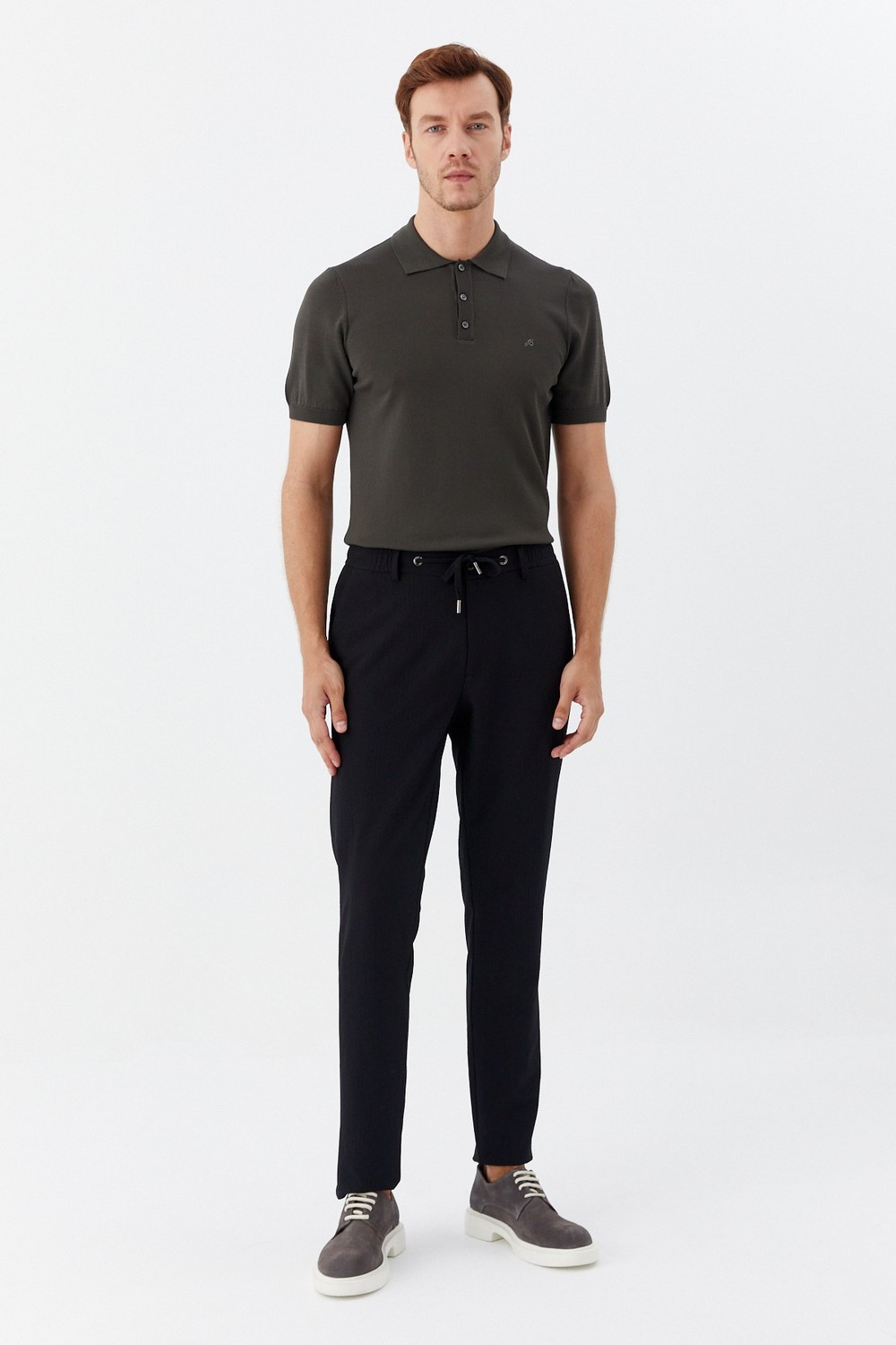 Koyu Yeşil Regular Fit Göğüs Nakış Detaylı Polo Yaka Triko T-shirt