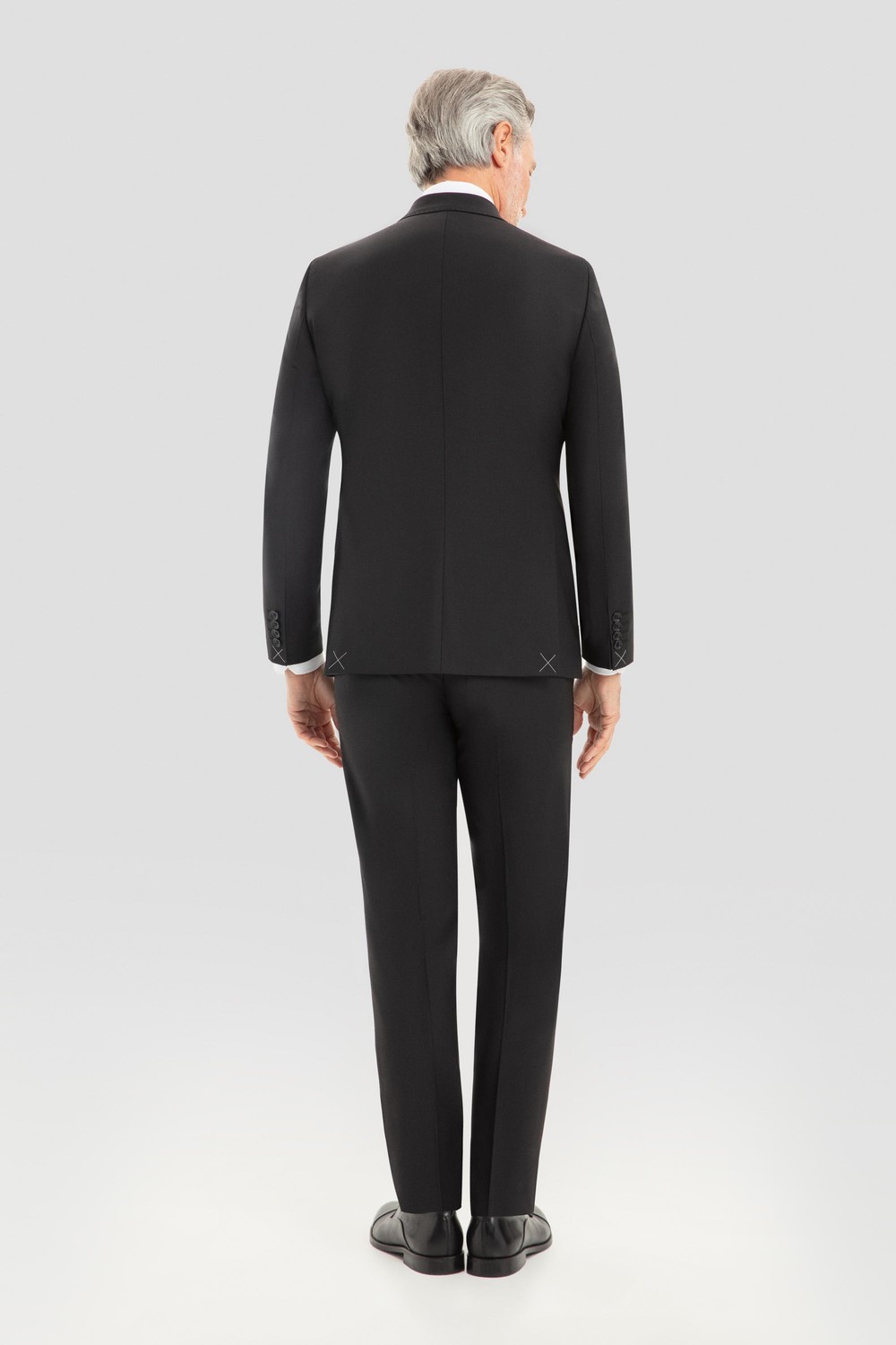 Erkek Siyah Dar Kesim Slim Fit Yünlü Kruvaze Sivri Yaka 6 Drop Takım Elbise