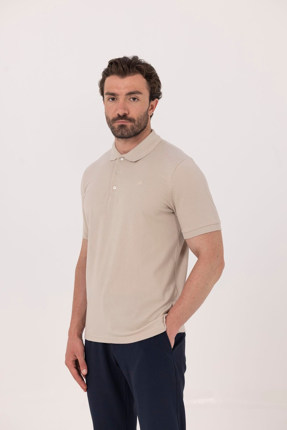 Kum %100 Pamuk Regular Fit Klasik Polo Yaka T-shirt