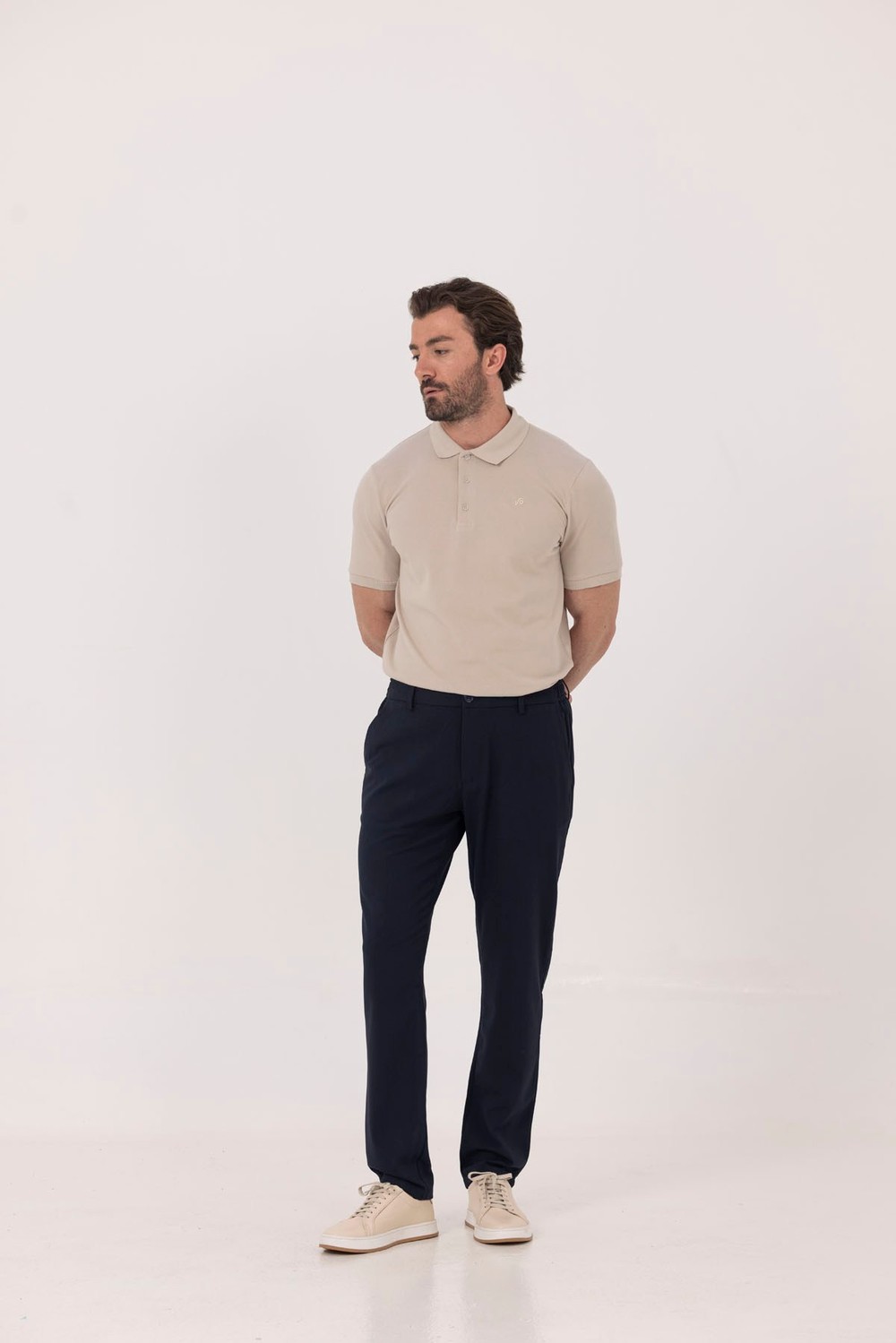 Kum %100 Pamuk Regular Fit Klasik Polo Yaka T-shirt