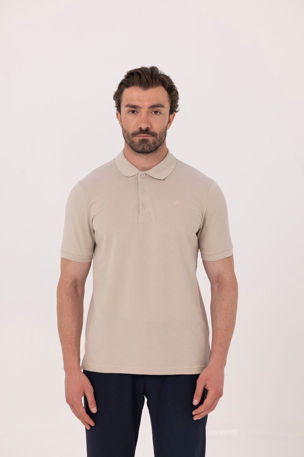 Kum %100 Pamuk Regular Fit Klasik Polo Yaka T-shirt