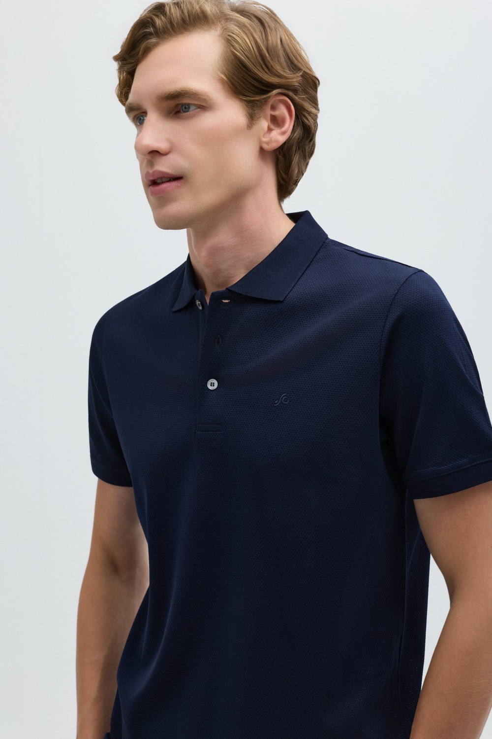 Lacivert %100 Pamuk Dokuma Slim Fit Polo Yaka T-shirt