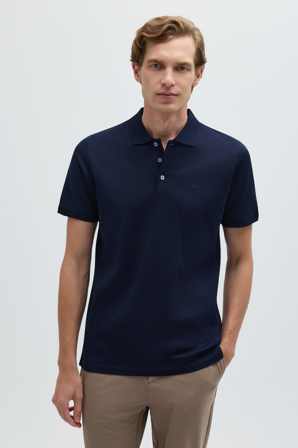 Lacivert %100 Pamuk Dokuma Slim Fit Polo Yaka T-shirt