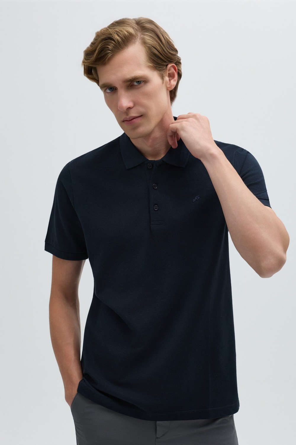 Lacivert %100 Pamuk Regular Fit Klasik Polo Yaka T-shirt