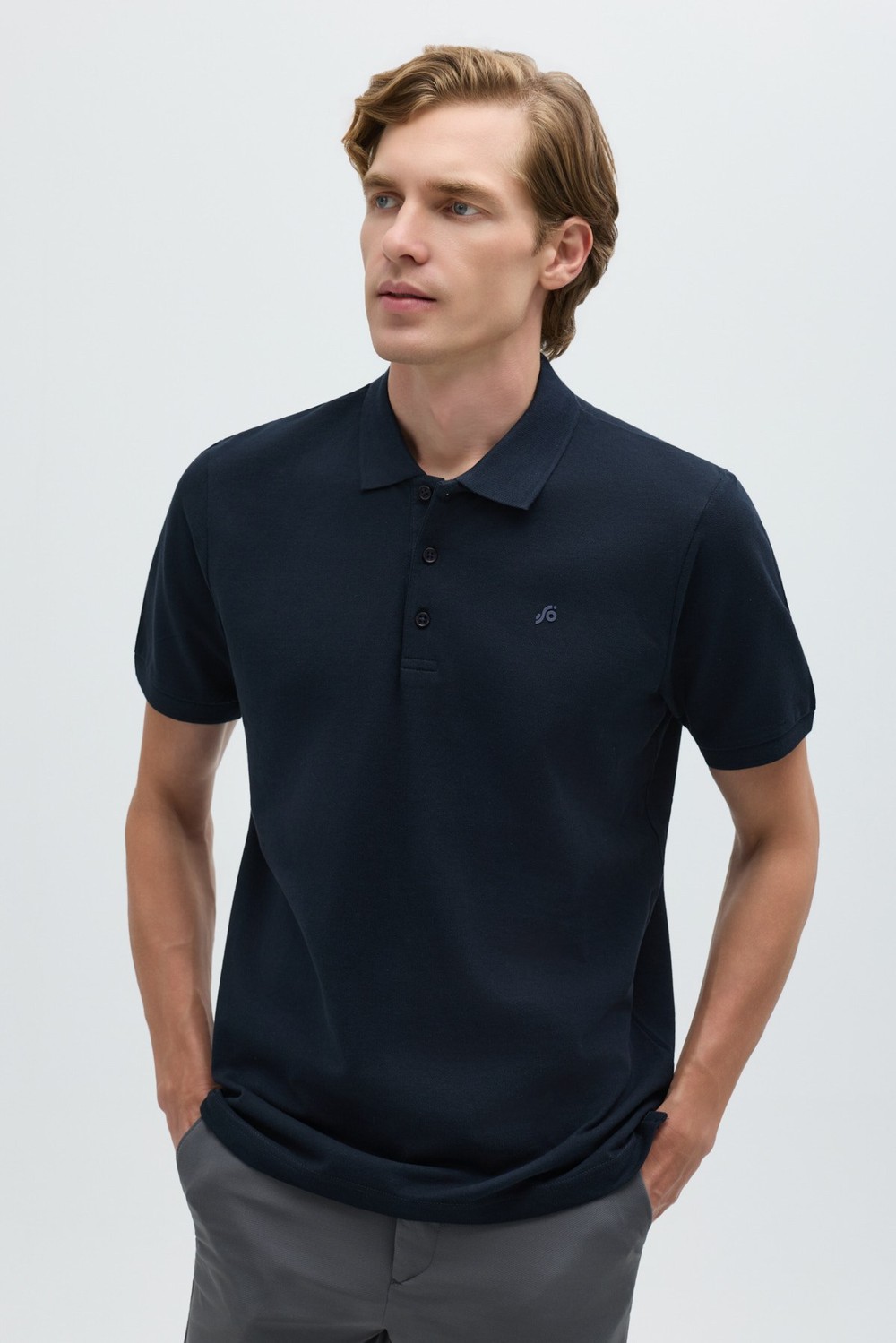 Lacivert %100 Pamuk Regular Fit Klasik Polo Yaka T-shirt
