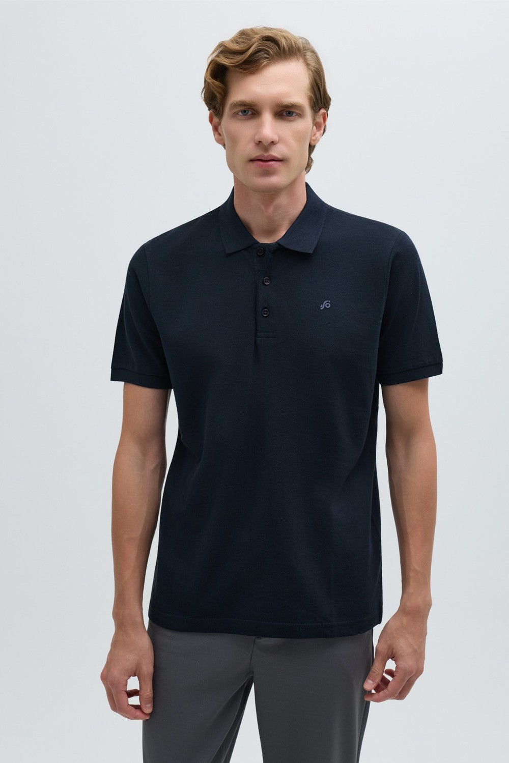 Lacivert %100 Pamuk Regular Fit Klasik Polo Yaka T-shirt