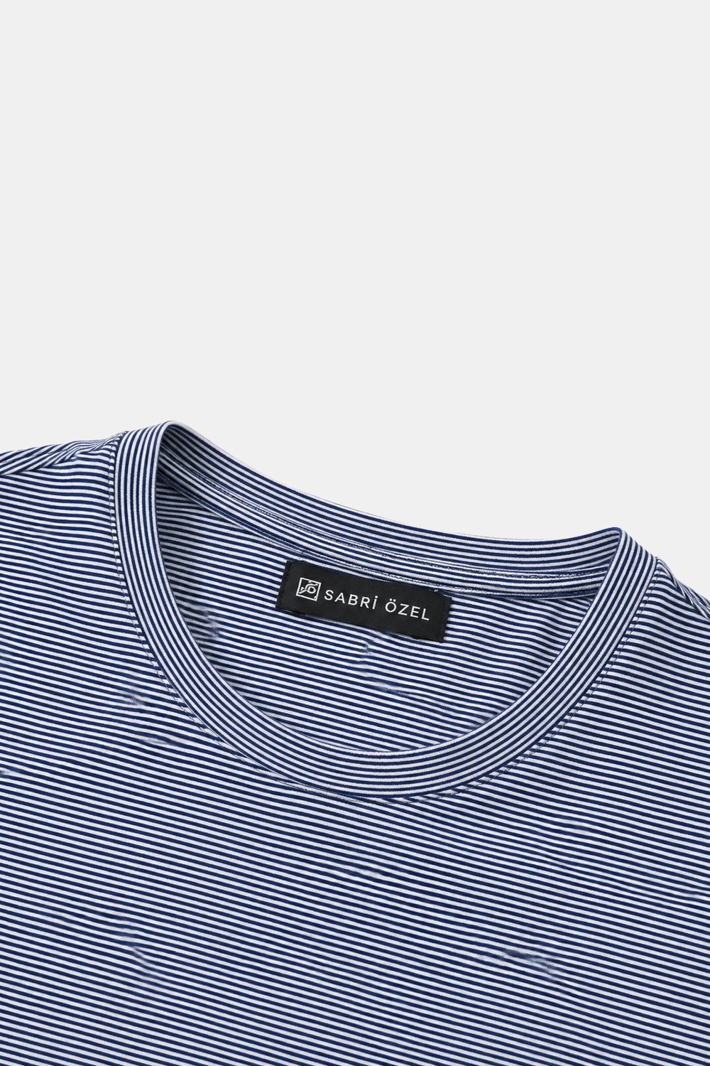 Lacivert-Beyaz %100 Pamuk Regular Fit Bisiklet Yaka Basic T-shirt