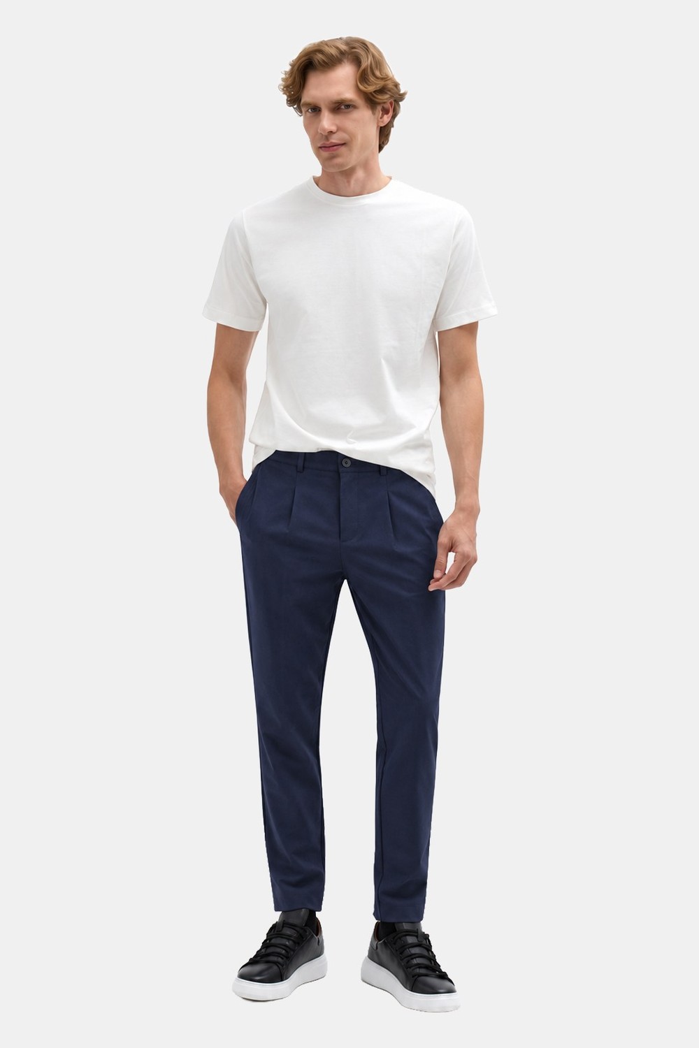 Lacivert Regular Fit Standart Kesim Beli Lastikli Pantolon