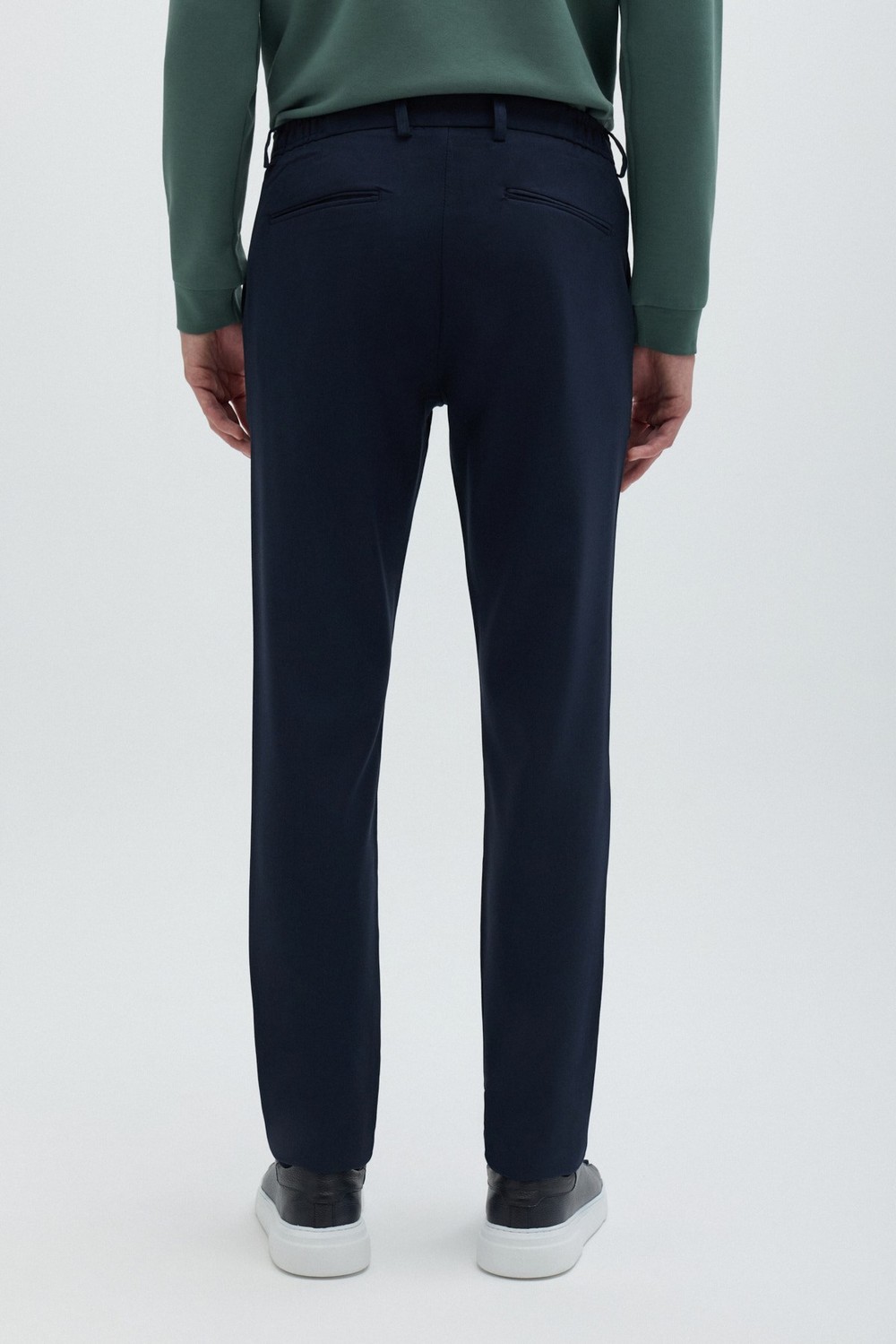 Lacivert Yanı Lastikli Köprülü Kemerli Slim Fit Jogger Pantolon