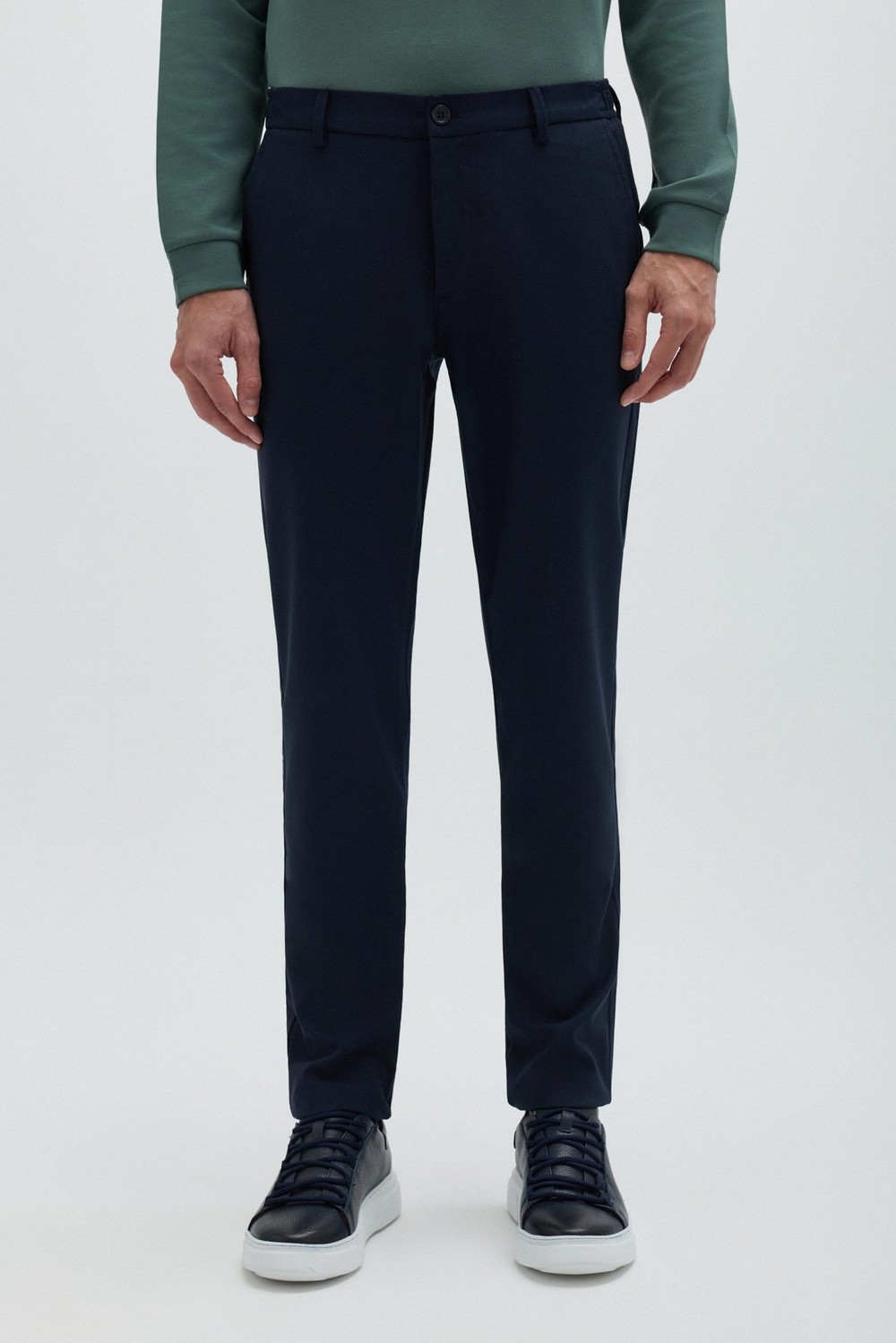 Lacivert Yanı Lastikli Köprülü Kemerli Slim Fit Jogger Pantolon