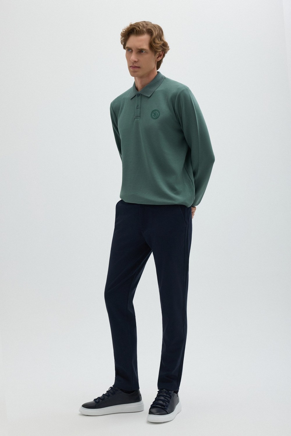 Lacivert Yanı Lastikli Köprülü Kemerli Slim Fit Jogger Pantolon