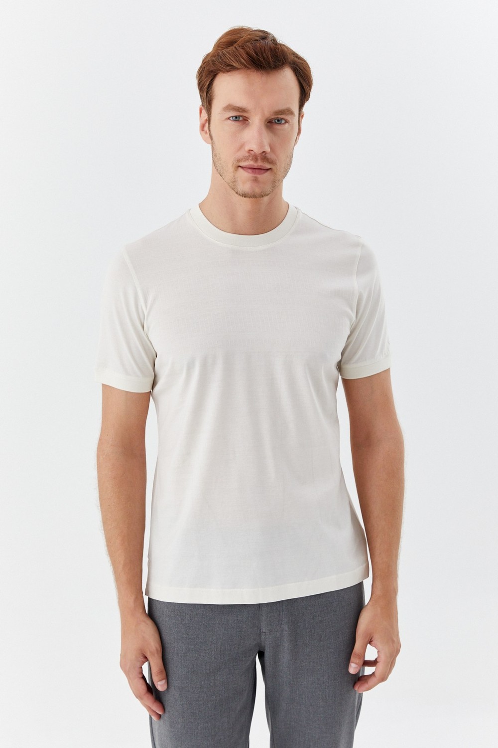 Latte %100 Pamuk Regular Fit Desenli Bisiklet Yaka T-shirt