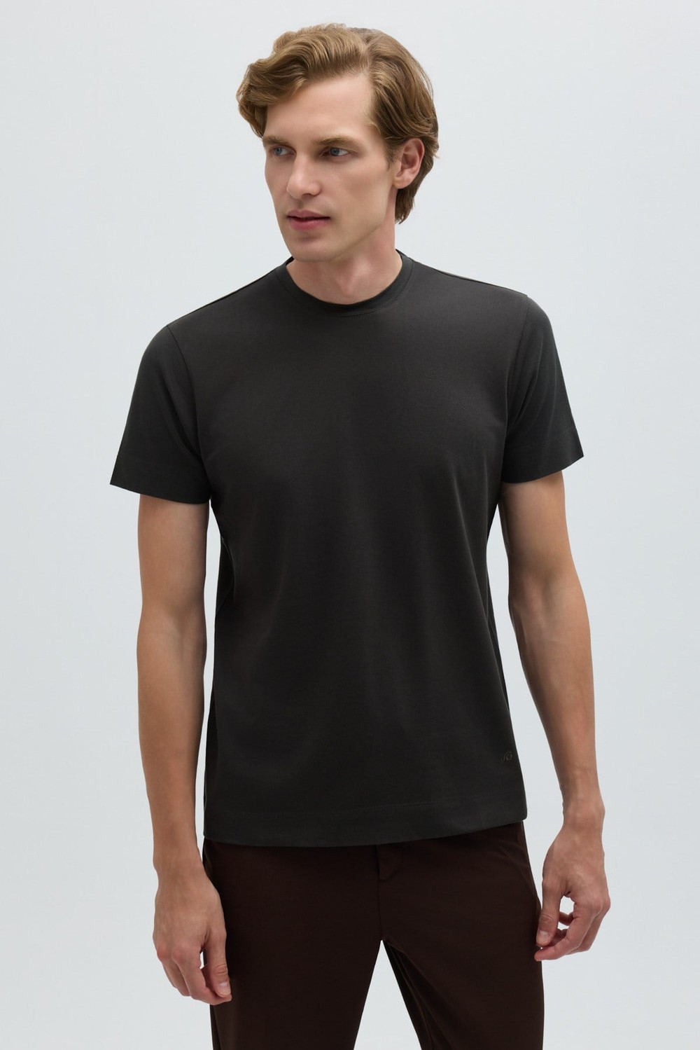 Nefti %100 Pamuk Regular Fit Dokuma Bisiklet Yaka Basic T-Shirt