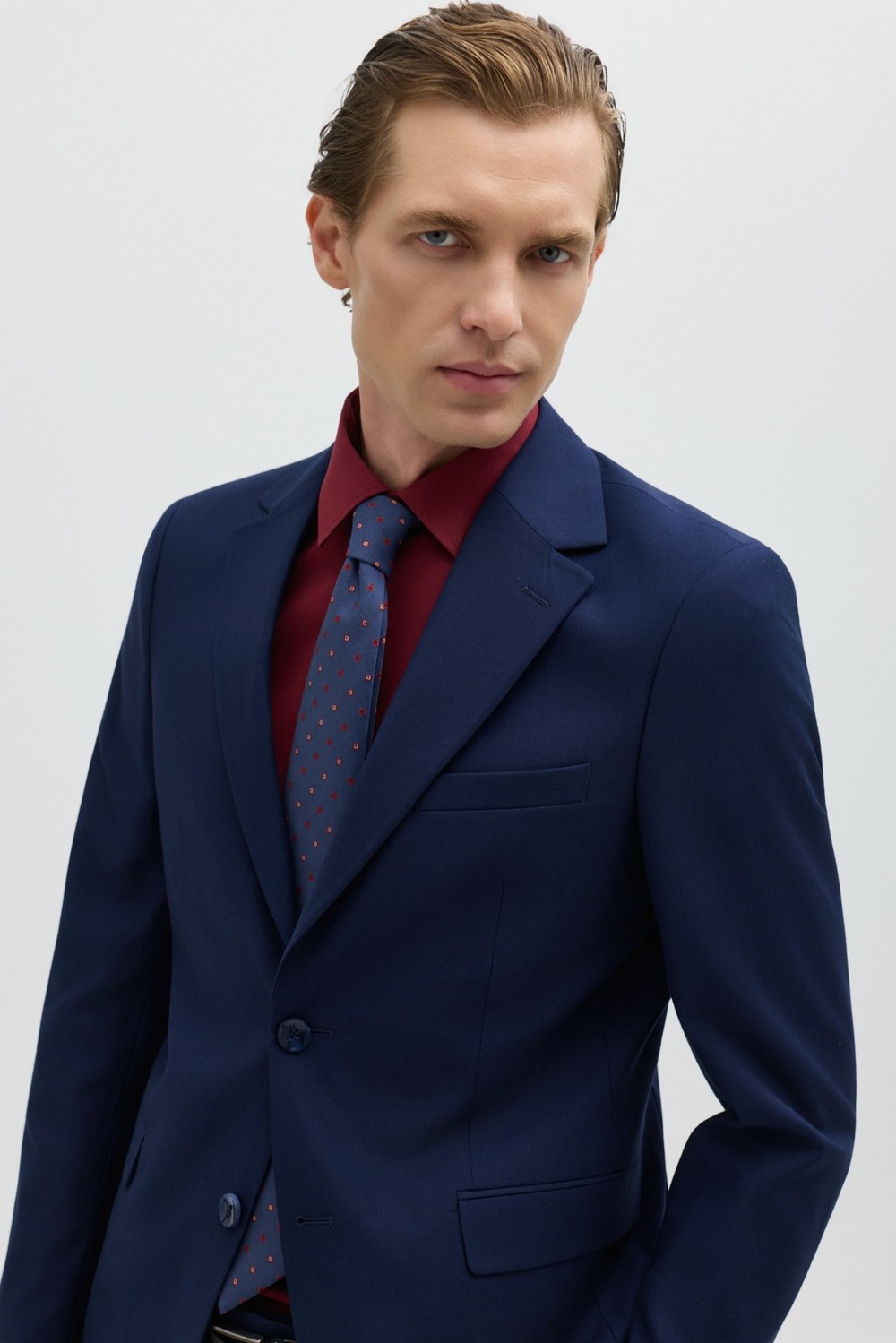 Parlement Slim Fit Düz Paça 6 Drop Mono Yaka Klasik Takım Elbise