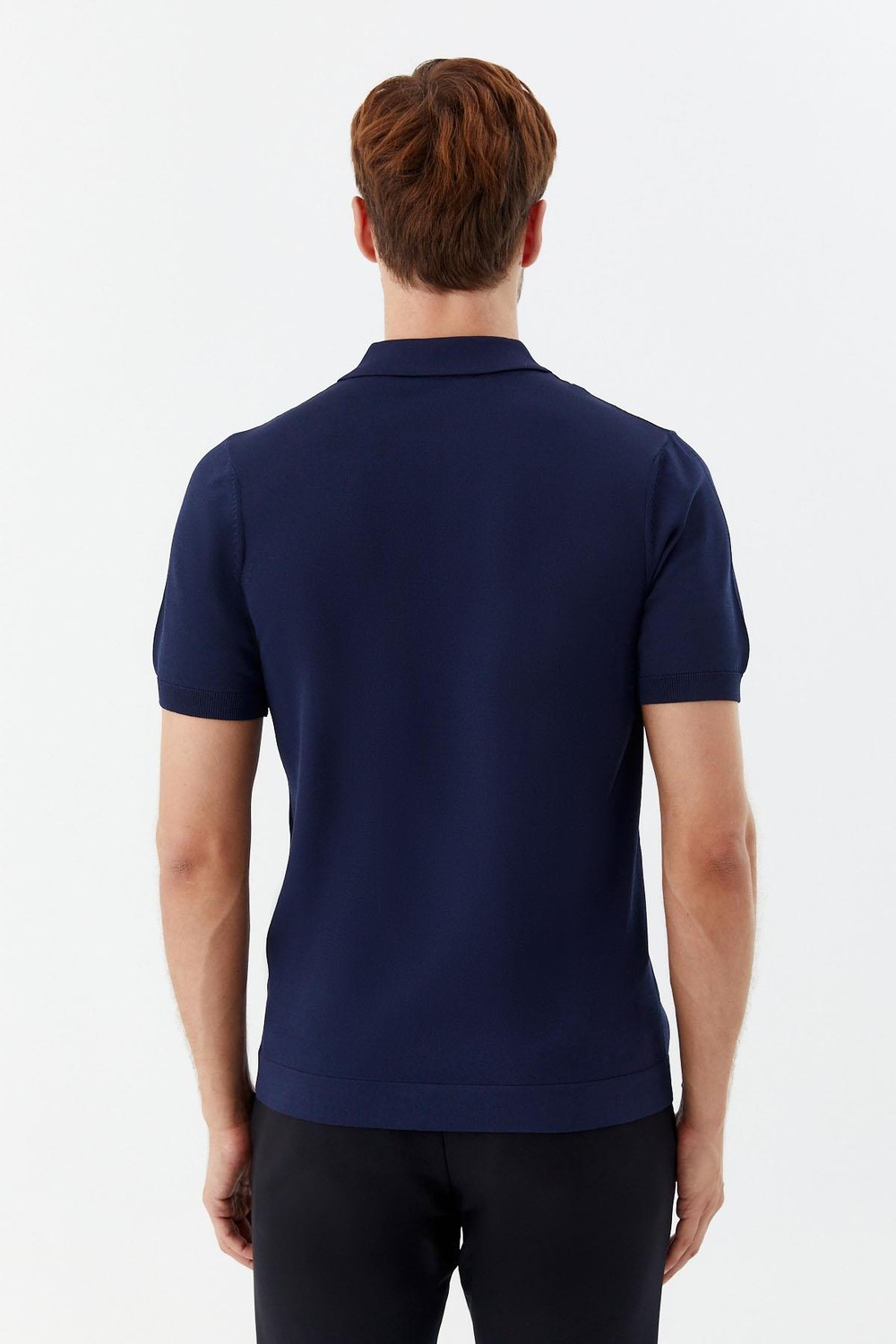 Lacivert Regular Fit Göğüs Nakış Detaylı Polo Yaka Triko T-shirt