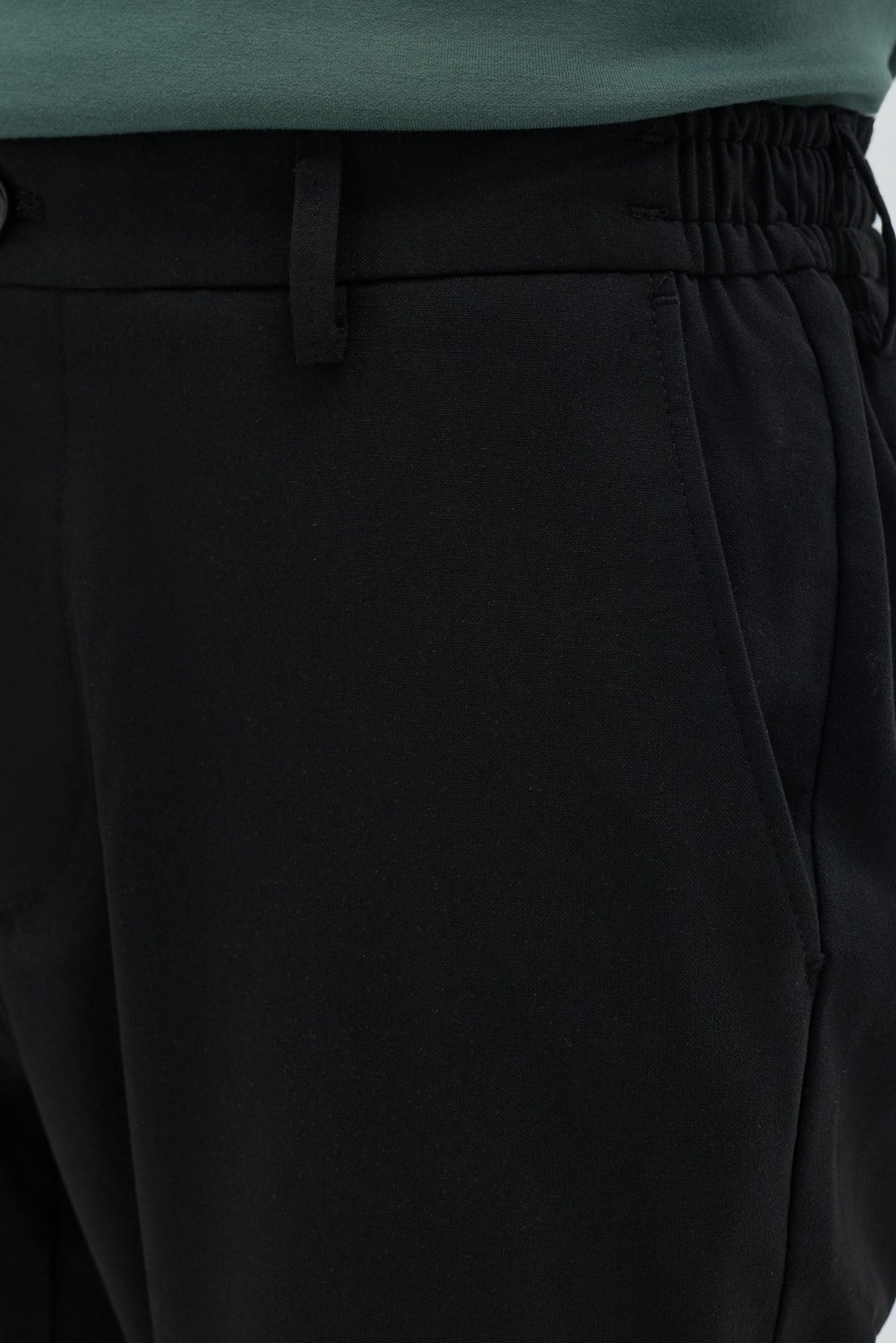 Siyah Yanı Lastikli Köprülü Kemerli Slim Fit Jogger Pantolon