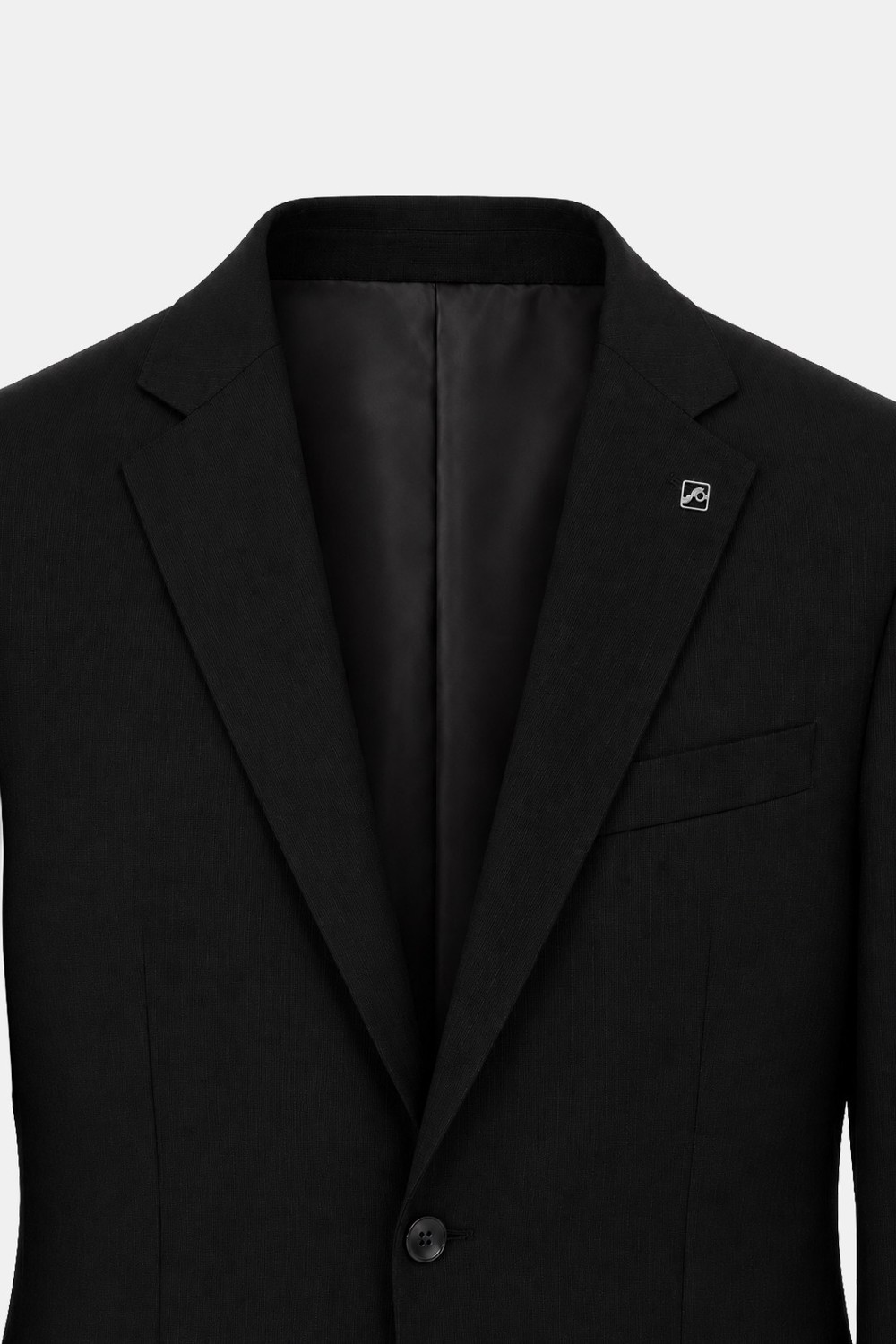 Siyah Yün Karışımlı Çizgili Sivri Yaka Klasik Paça Tam Astarlı 6 Drop Slim Fit Takım Elbise