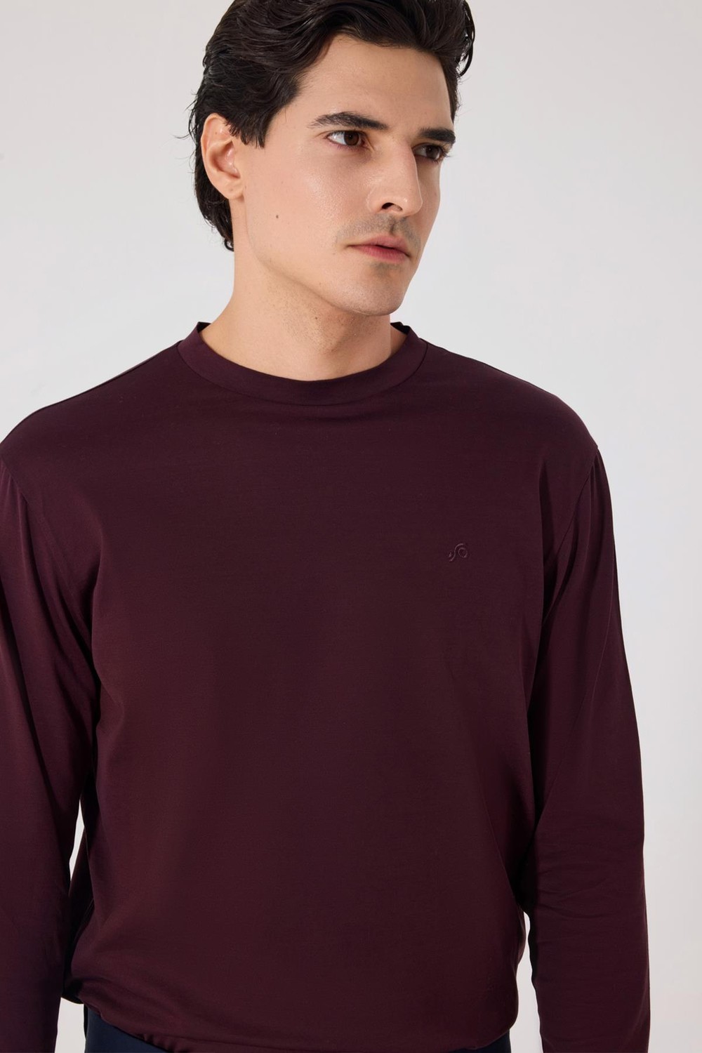 Bordo Regular Fit Bisiklet Yaka %100 Pamuk Erkek Sweatshirt
