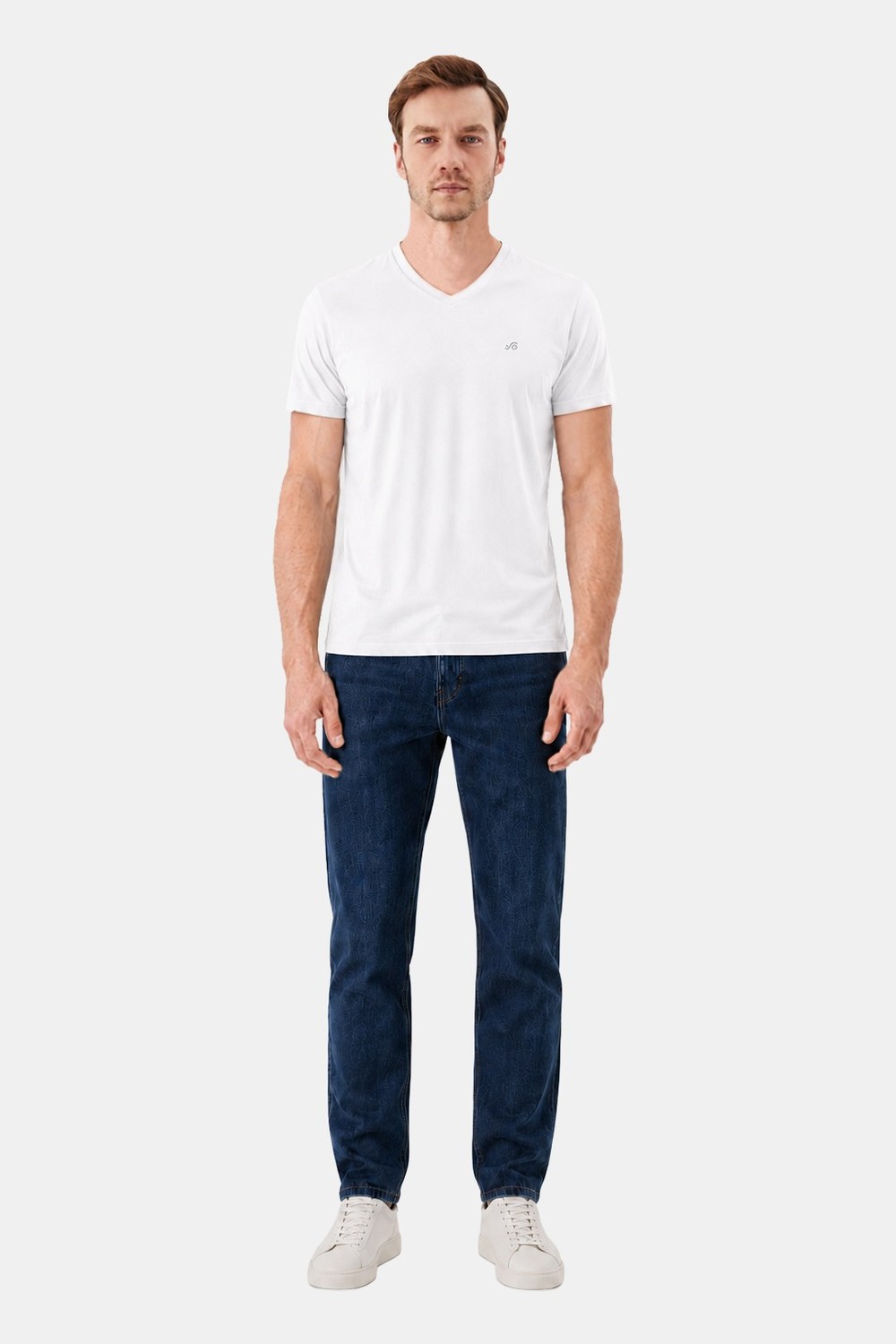 T-Shirt V Yaka Beyaz