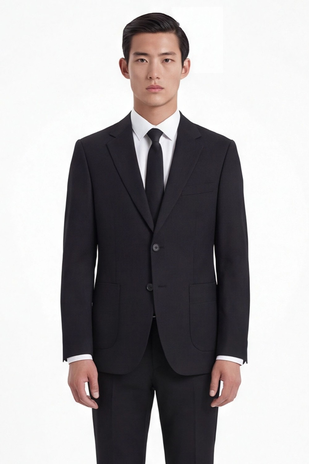 Siyah Slim Fit 6 Drop Mono Yaka Viskon Tam Astarlı Takım Elbise
