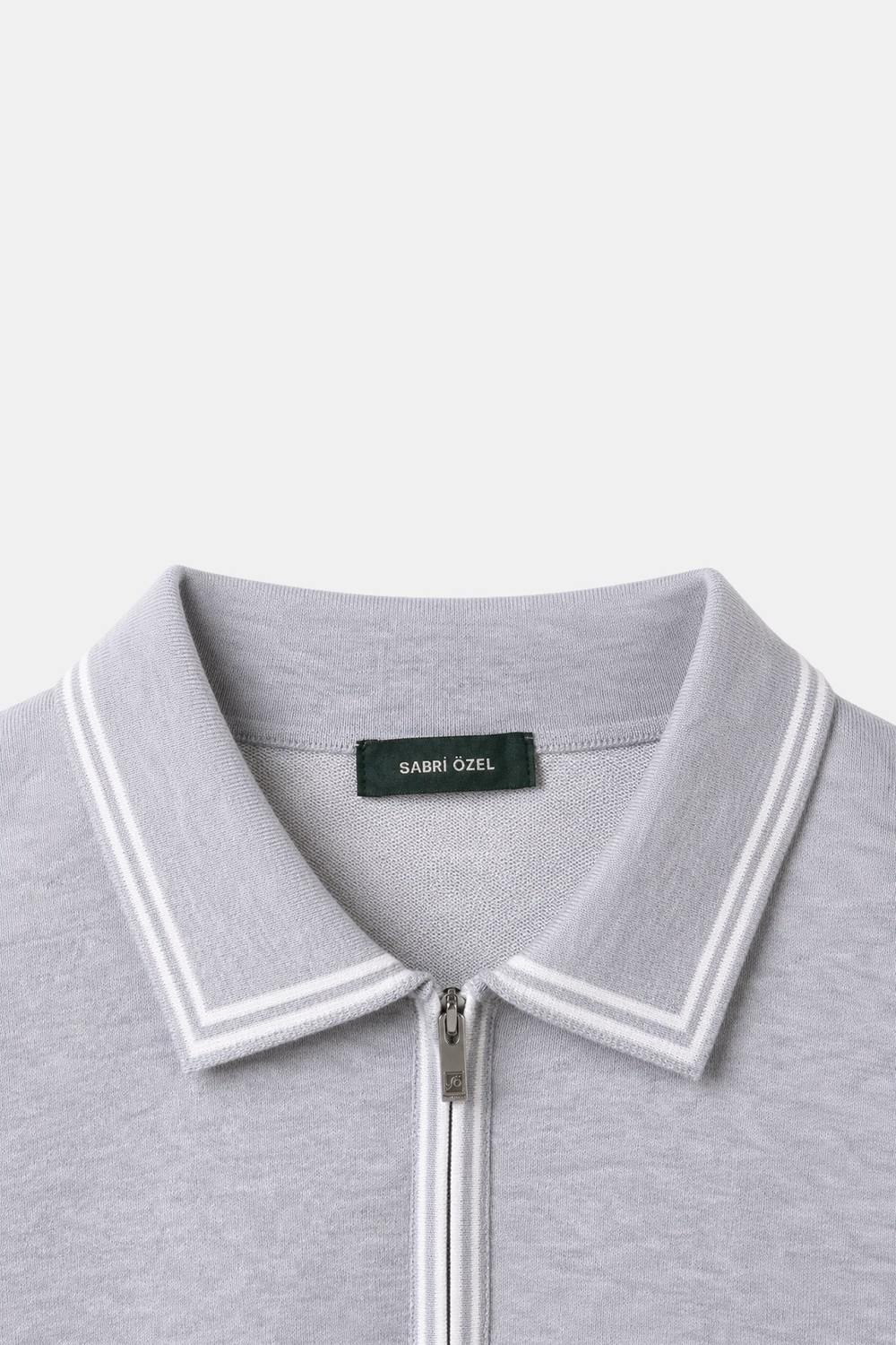 Taş %100 Pamuk Fermuarlı Polo Yaka Triko T-Shirt