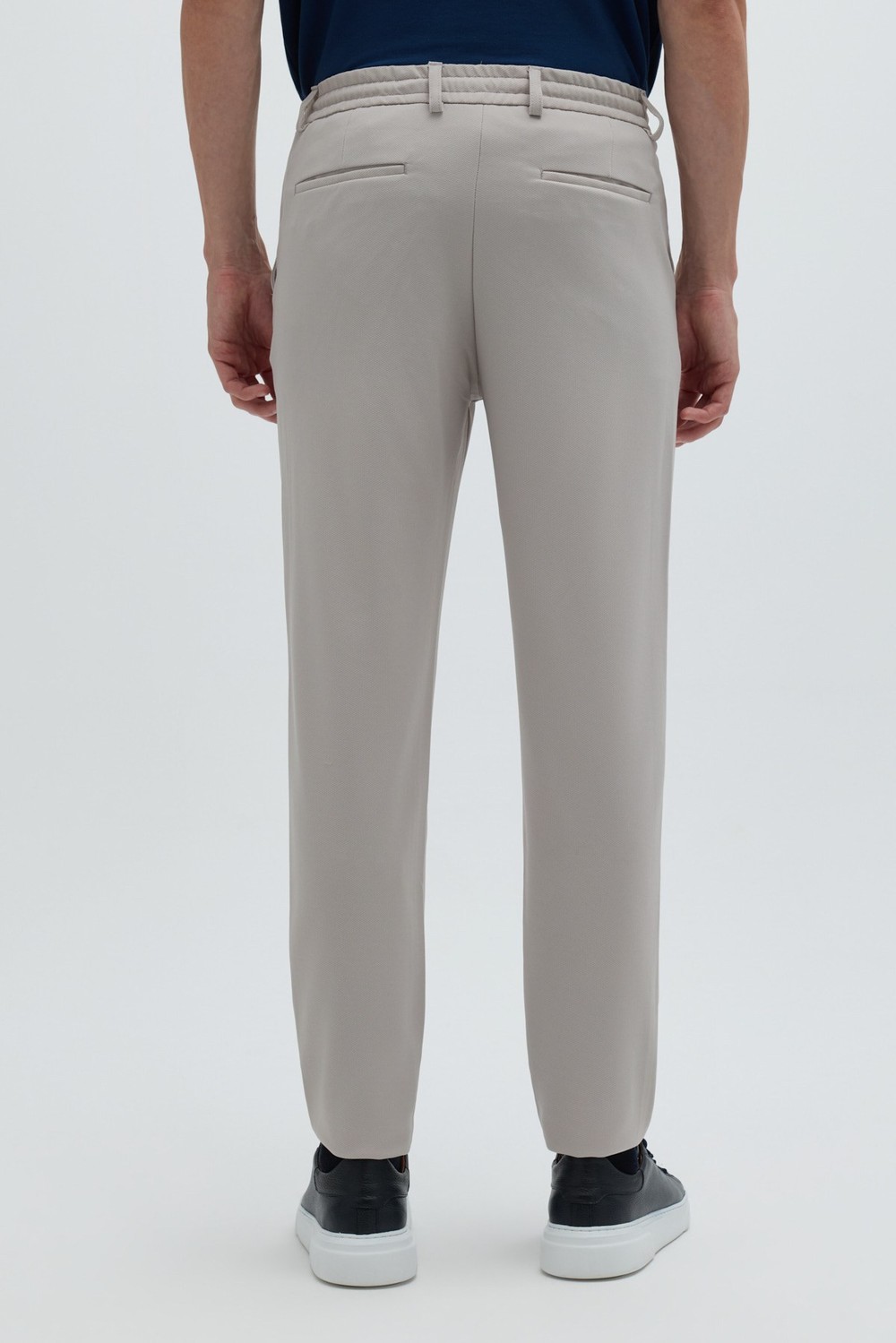 Taş Dokulu Arka Lastikli Köprü Kemerli Bağcıklı Slim Fit Jogger Pantolon
