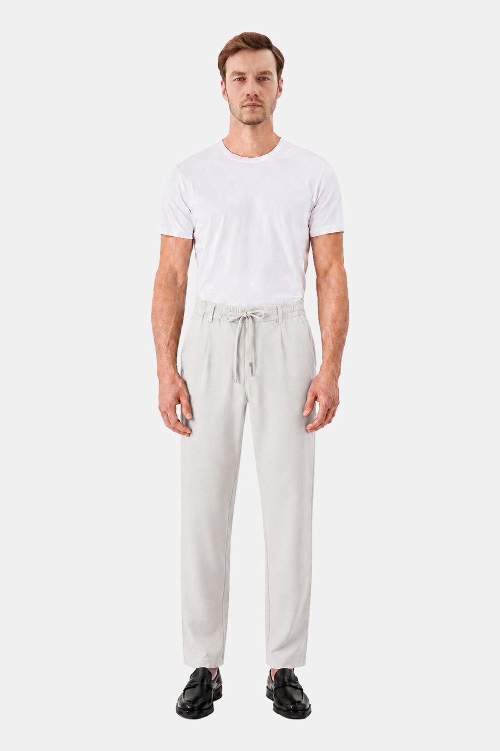 Taş Dokulu Arka Lastikli Köprü Kemerli Bağcıklı Slim Fit Jogger Pantolon