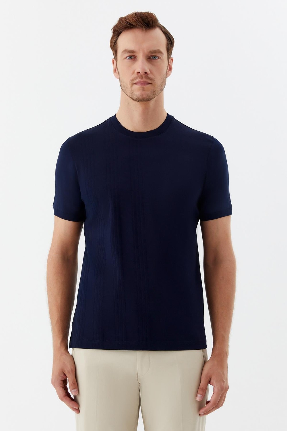 Triko Bisiklet Yaka Erkek T-Shirt Lacivert