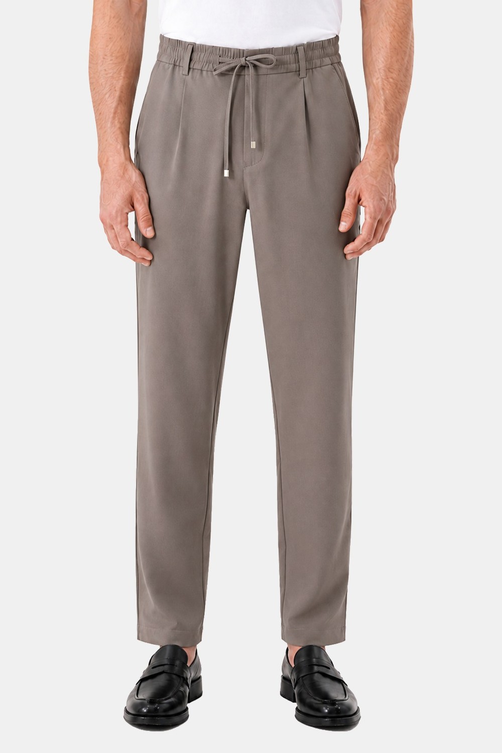 Vizon Dokulu Arka Lastikli Köprü Kemerli Bağcıklı Slim Fit Jogger Pantolon