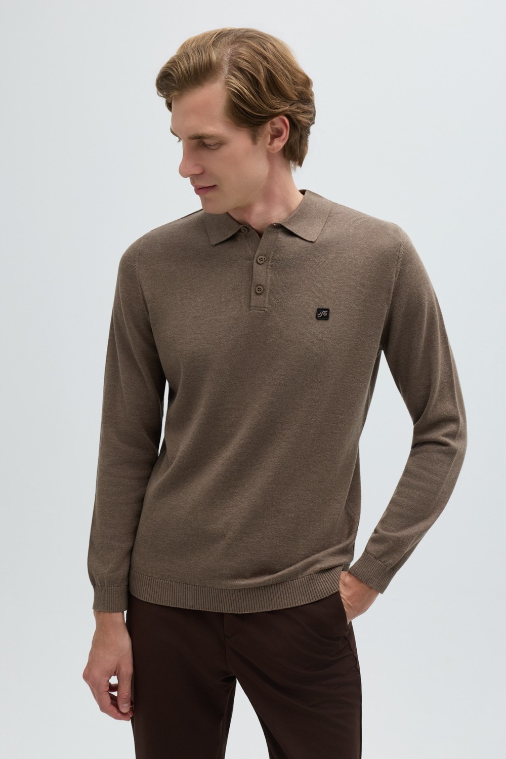 Vizon Regular Fit Pamuklu Polo Yaka Triko Kazak