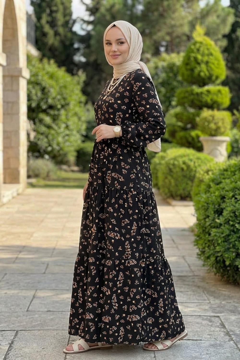 Narin Taba Desenli Elbise