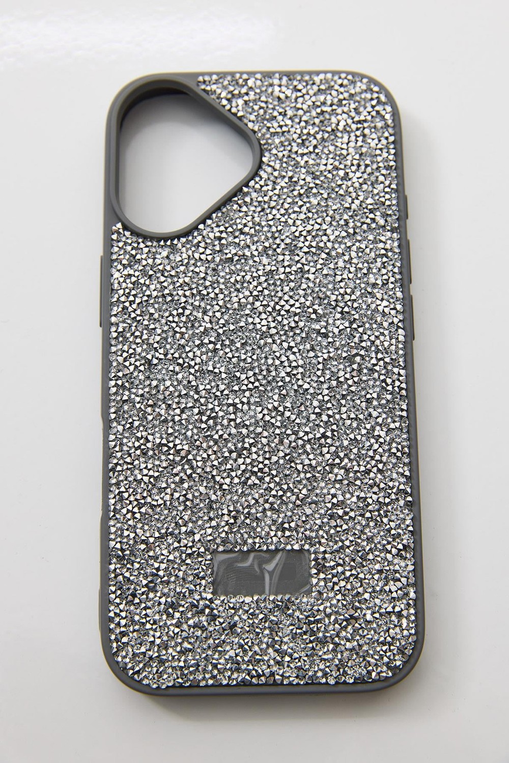 İphone 16 Uyumlu Full Taş Detaylı Swarovski Kılıf Antrasit