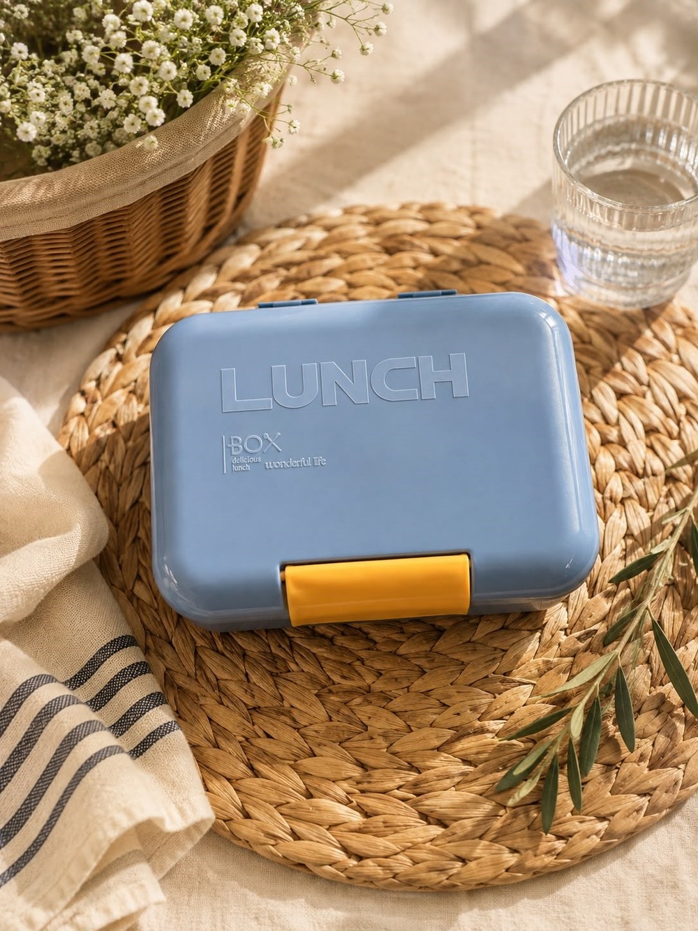 Lunch Bölmeli Kaşık Çatal Bıçak Beslenme Kutusu Gri