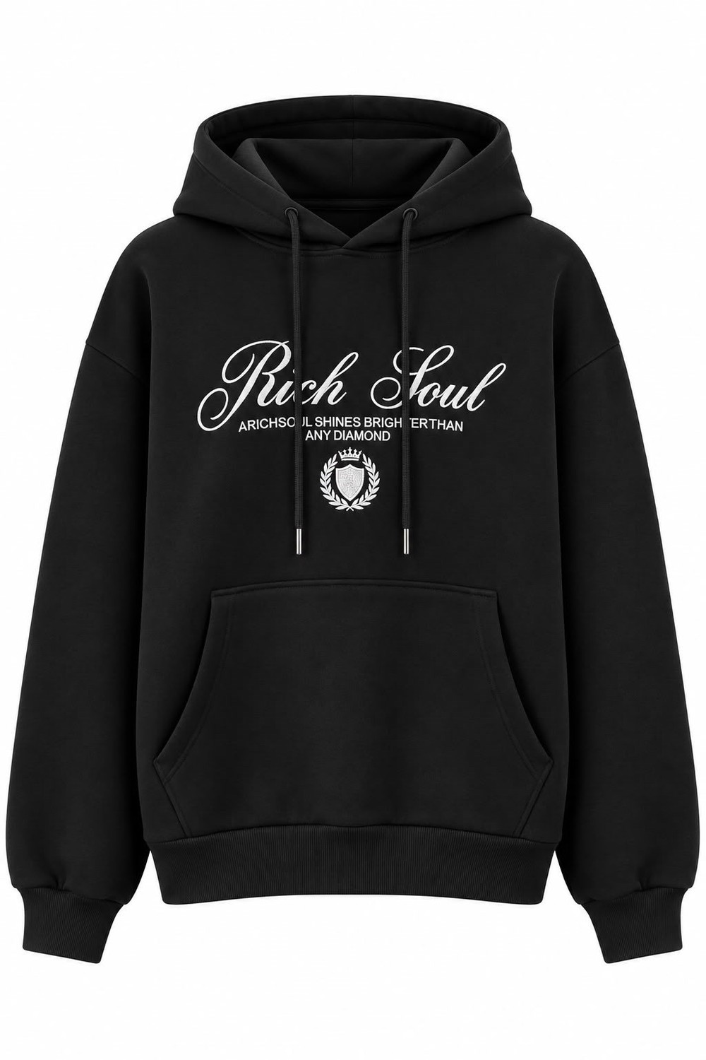 Kadın Baskılı Oversize Kapüşonlu Cep Detay Sweatshirt Siyah