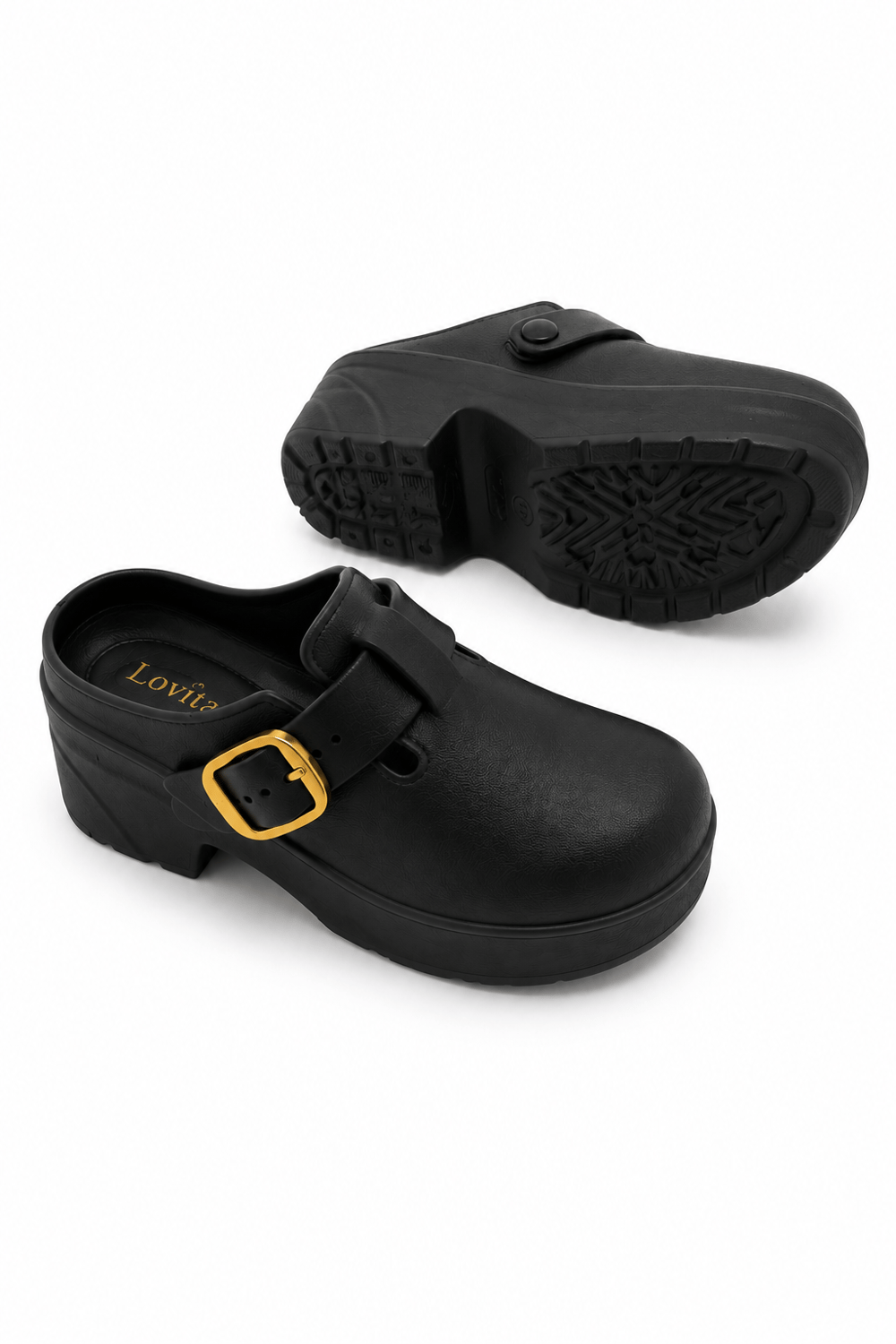 Gold Tokalı Platform Sabo Terlik Siyah