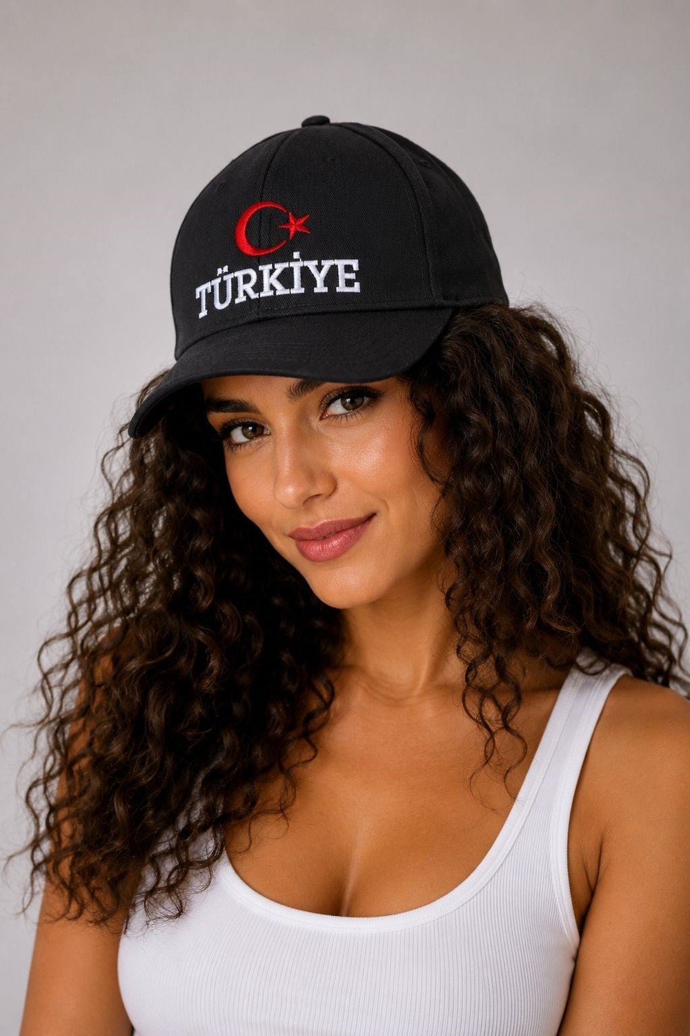 Ayarlanabilr Yıkanmış Kot TÜRKİYE Yazı Baskılı Şapka Siyah