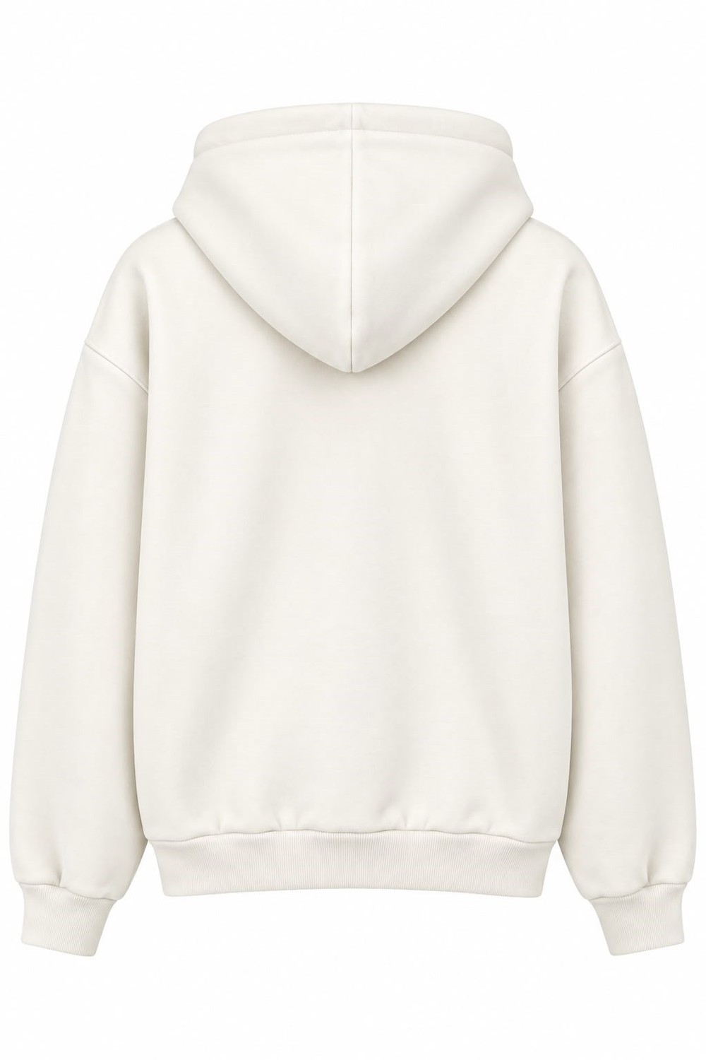 Kadın Baskılı Oversize Kapüşonlu Cep Detay Sweatshirt Beyaz