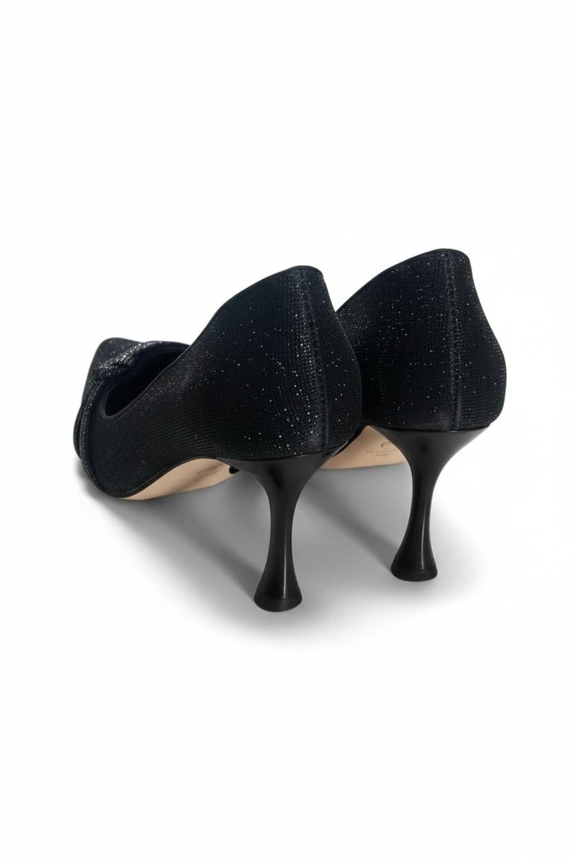 Kadın Simli Parlak Stiletto Ayakkabı Siyah