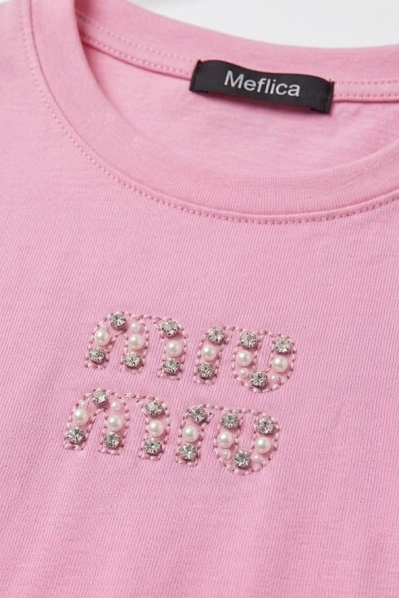 Kadın Bisiklet Yaka Kısa Kollu Crop Bluz Pembe